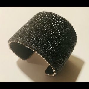 Handcrafted textured leather cuff